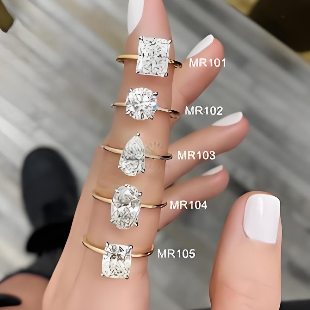 Top Sales 14K Gold Engagement Solitaire 3CT 4CT 5CT Oval Cushion Cut Wedding Band VVS Moissanite Ring for Women Free shipping