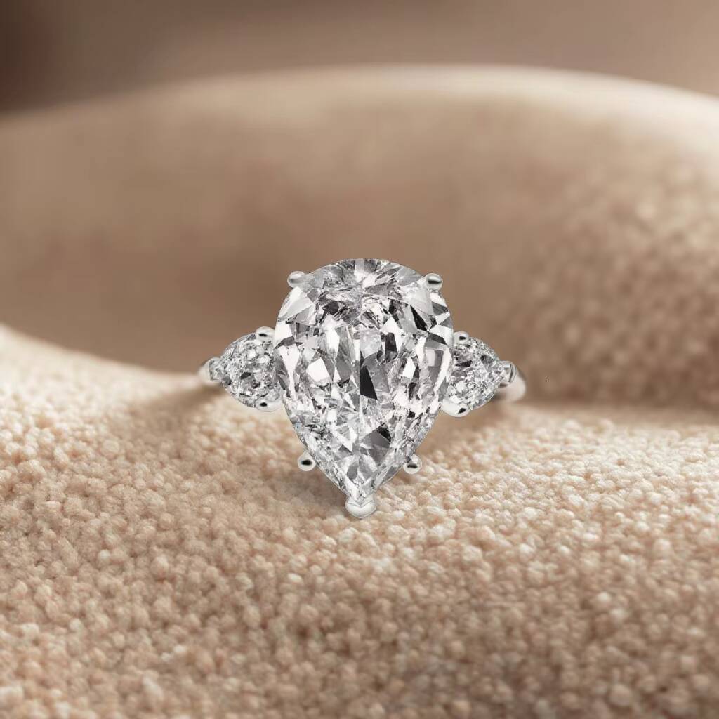 Wholesale 4ct Vvs Big All Moissanite Diamond Ring 925 Silver Diamond Fine Jewelry for Women