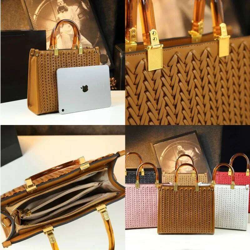 2024 New French Style Woven Bamboo Handbag Women's Crossbody High Quality Large Capacity Single Shoulder Bag