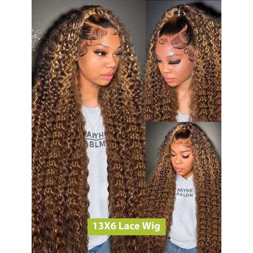 300 Density Highlight 13x6 Hd Deep Wave Frontal 30 46 Inch 13x4 Colored Lace Front Human Hair Wig Curly Wigs For Women