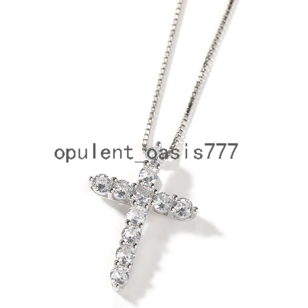 Cheapest 925 Sterling Silver GRA Certified 3mm Vvs1 Moissanite Diamond Box Chain Womens Cross Pendant Necklace