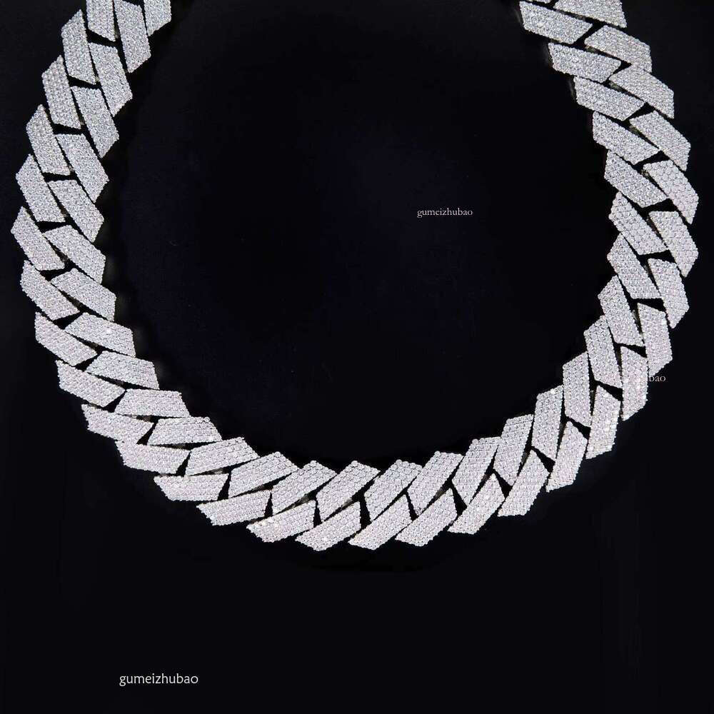 100% dia Designer necklacetestIced Out 4 Row 16mm VVS Silicon Stone Miami Cuban Chain Link Pass Tester GRA Hip Hop Sterling Sier Bracelet
