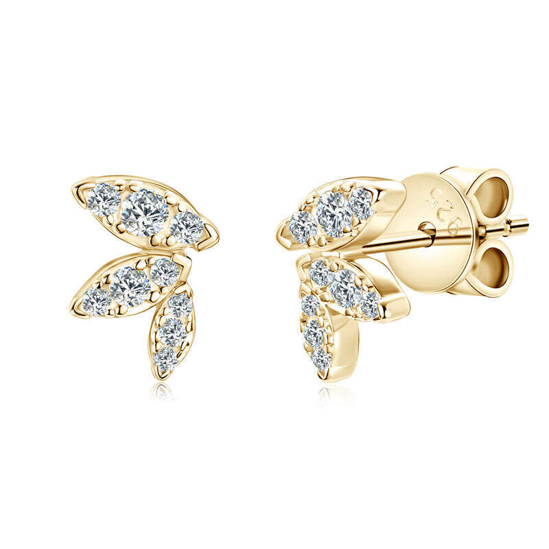 High-End Leaf Stud S Pure Sier Moissanite Niche Exquisite Butterfly Wing Earrings 79D