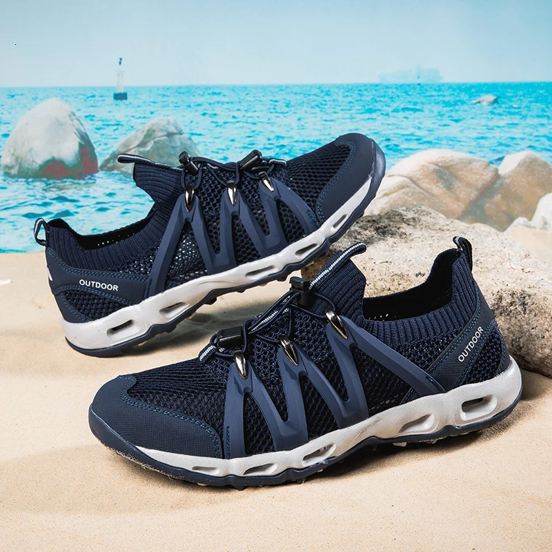 HKDQ Mesh Outdoor Sneakers Men Big Size Summer Breathable Hiking Shoes Couple Non Slip Wading Women Sports Shoes 250624