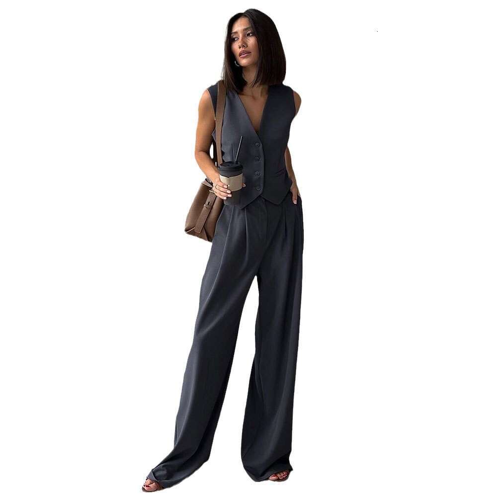 Vest Three-Piece Spring Summer New British Style Commuter Women's Suit Long Pants Set B5