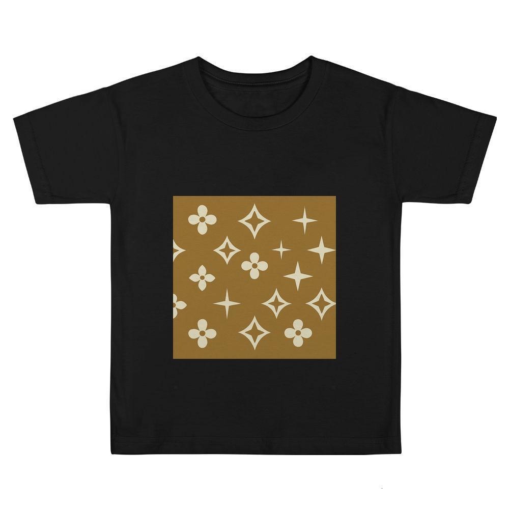 ddmywed Boy and girl Children's T-shirt T-shirt with pattern of white stars on a brown background