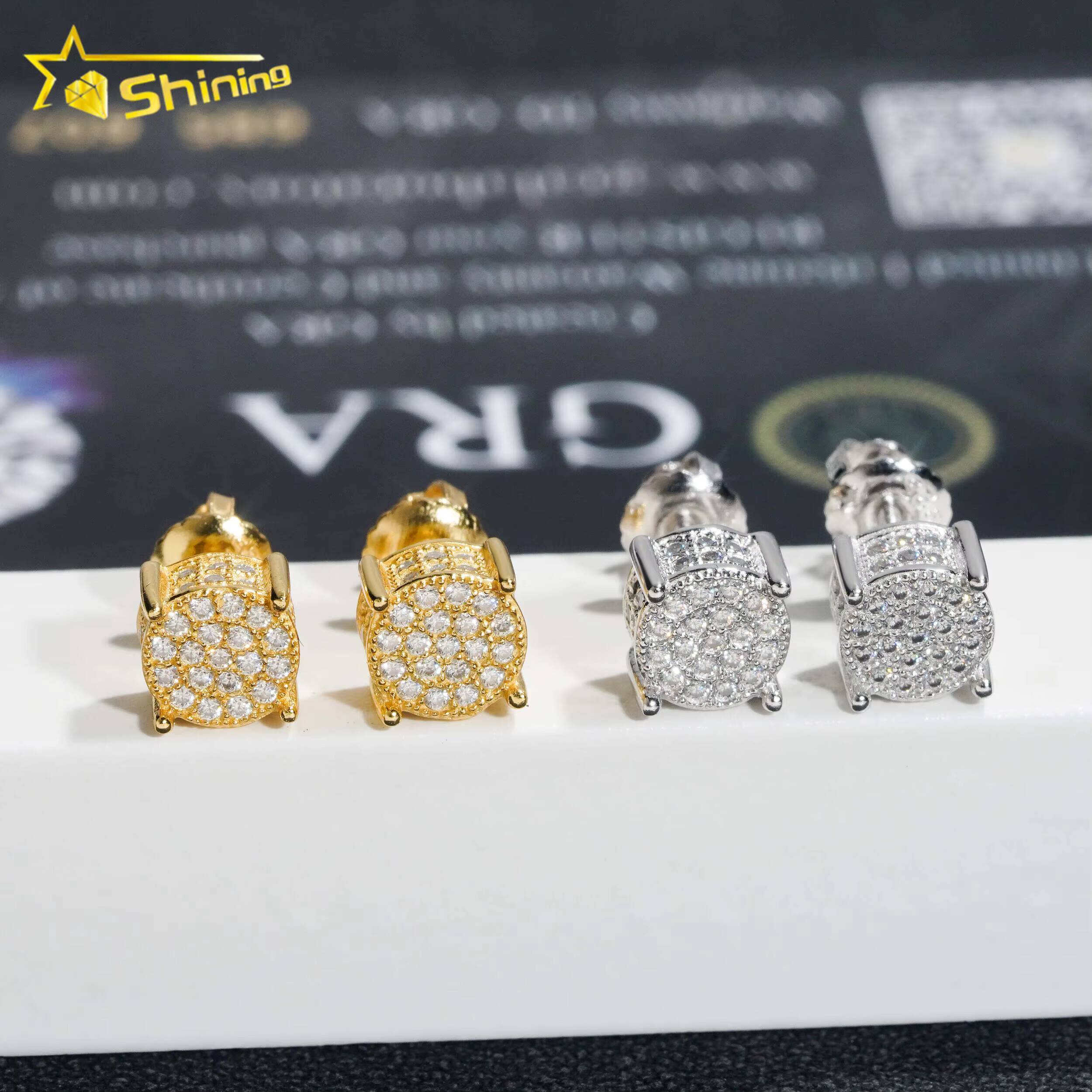 Hip Hop Jewelry 925 Sterling Silver Moissanite Diamond Earrings GRA Certificate Diamond Stud Earrings Screw Back