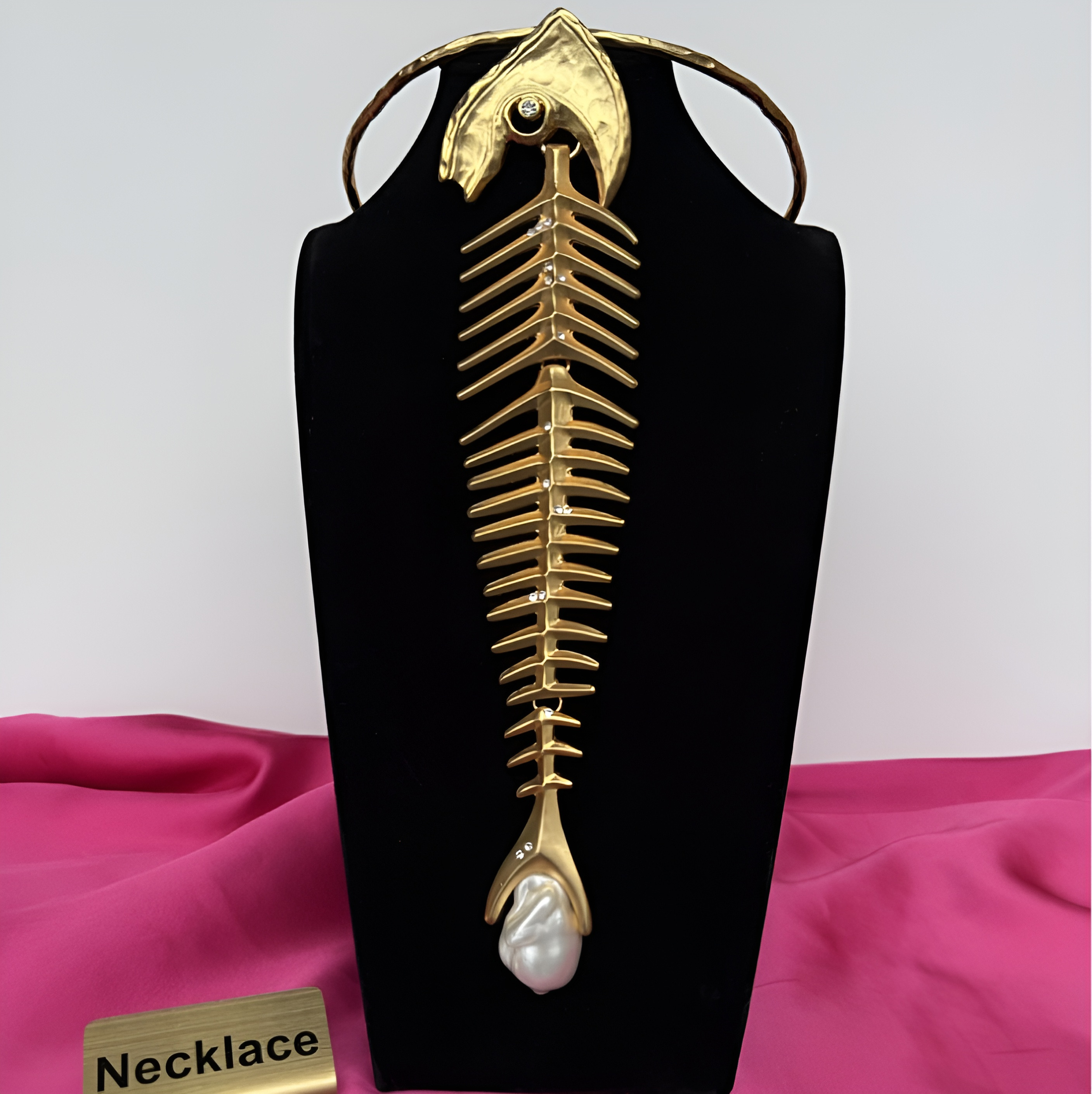 New Designed women fishbone choker oversized fish skeleton chain Necklace Designer Jewelry Schiaparelli-N03-16