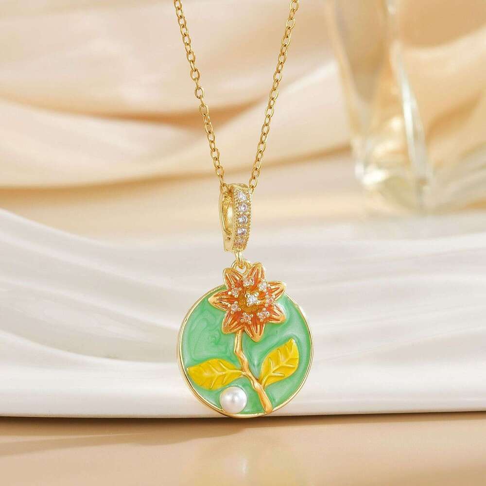 Vintage Oil Painting Style High-End Necklace Monet French Light Sweater Chain Baroque Pearl Choker For Women B75