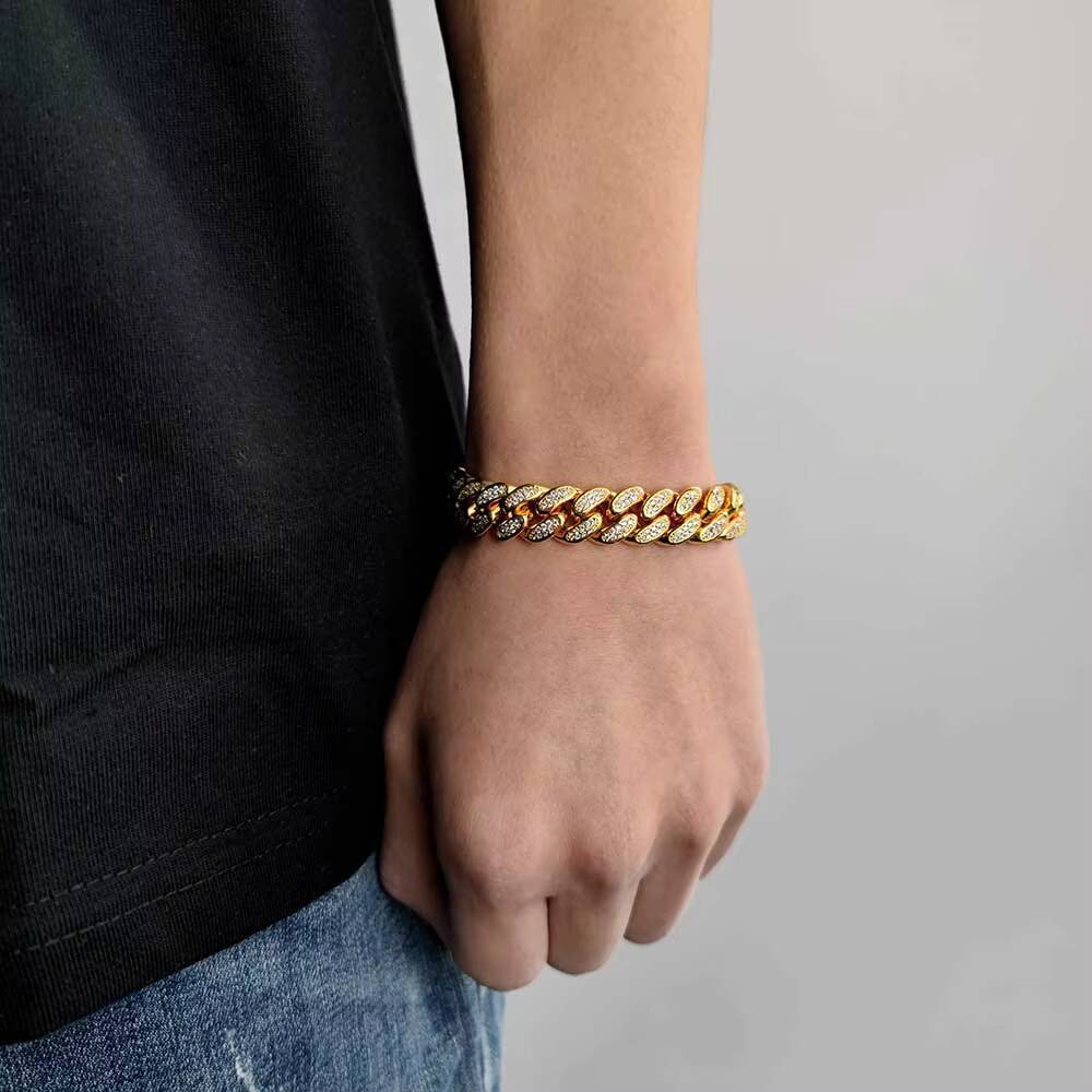 Hip Hop S925 Sterling Silver Link Chain Bracelet VVS Moissanite Iced Out Cuban Bracelet for Men