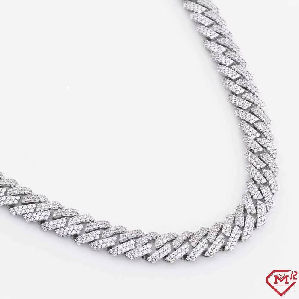 High Quality Moissanite Cuban Necklace Hiphop 12mm Gold Plated 925 Silver Moissanite Cuban Link Chain