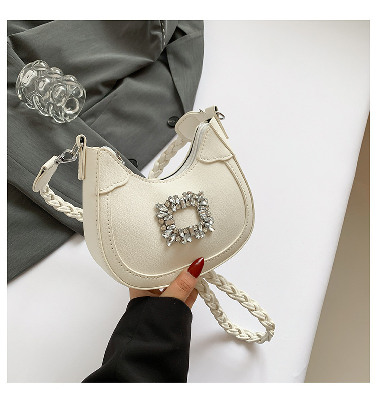 Free Shipping 2025 Summer New Designer Bag Retro Bag For Women New High-end Rhinestone Lock Buckle Saddle Bag Light Luxury Premium And High-quality Sh