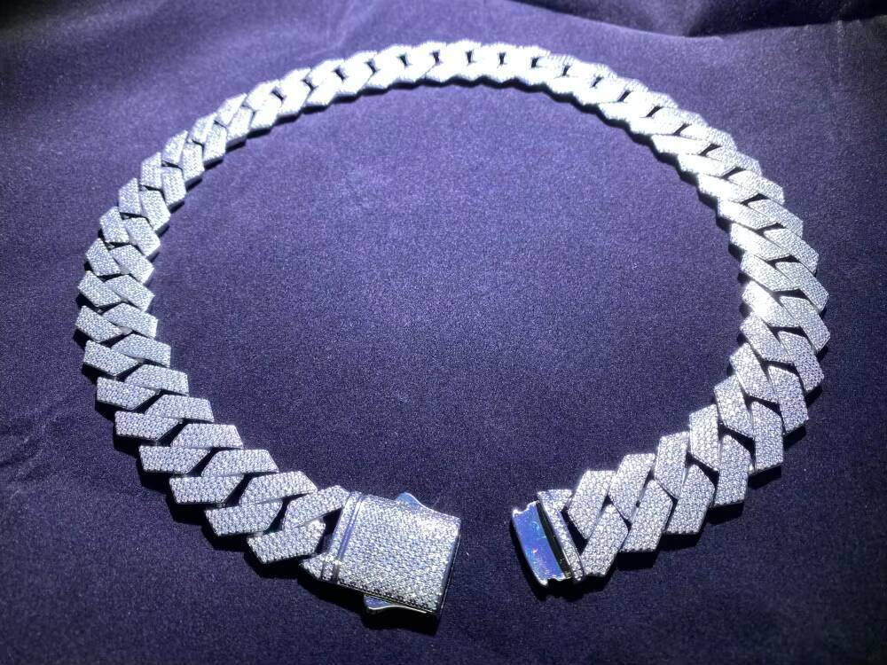 22MM Custom Hip Hop Moissanite Diamond 925 Cuban Link Chain Heavy Cuban Chain for Anniversary Iced out Jewelry