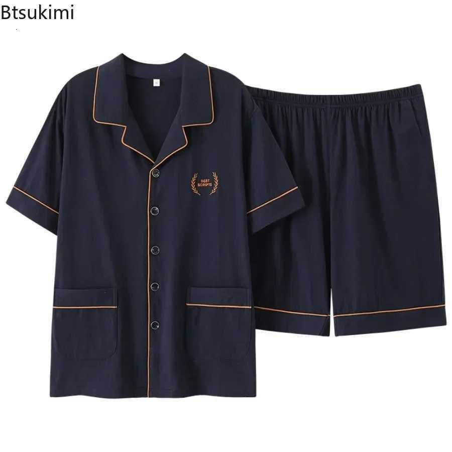 2025 New Mens Summer Casual Sleepwear Pajama Sets Cotton Short Sleeved Night Clothing Pajamas Suit Male Loose Home-wear Sets W250717