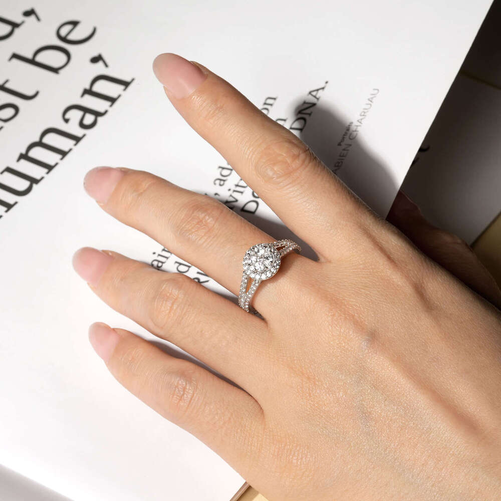 Double Arm Full Diamond Star Personality Internet Celebrity High-End Ins Style Zircon Ring For Women Live Streaming A0b