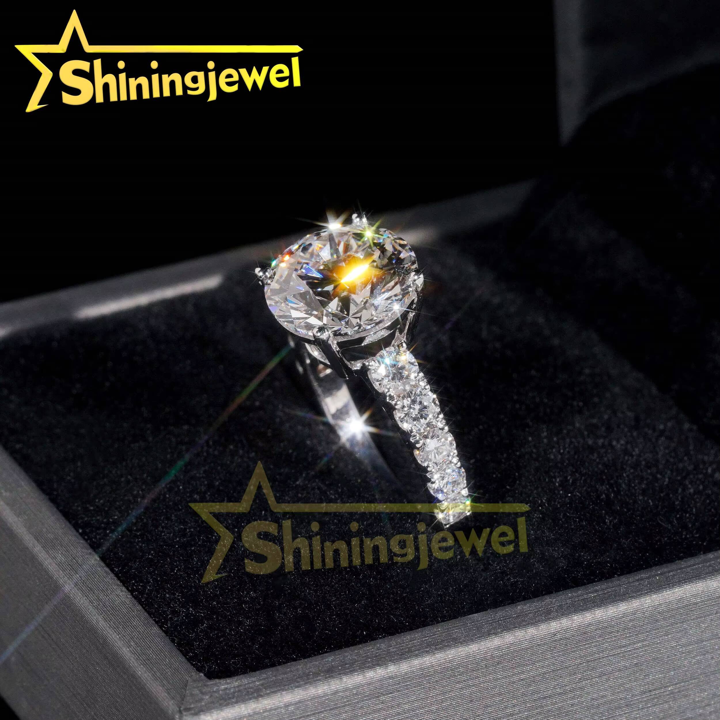 Customized 5carats Lab Diamonds10K 14K 18K Solid Gold GRA Moissanite Pass Diamond Tester Pave Band Wedding Rings Fine Jewelry