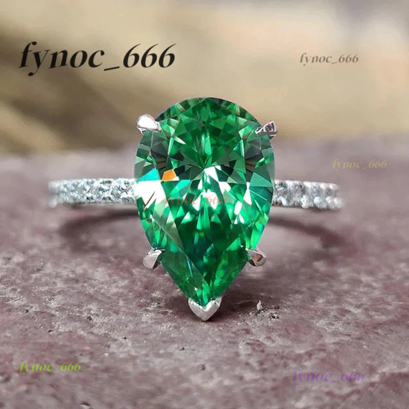 Green Water Drop Morganite Rings for Women Silver Color Luxury Trendy Wedding Engagement Accessories Temperament Female Jewelry