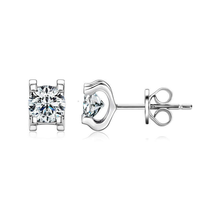 2024 Hot-Selling Classic Bull Head Moissanite Versatile Sterling Sier Gold-Plated Commuter Earrings 5Ce