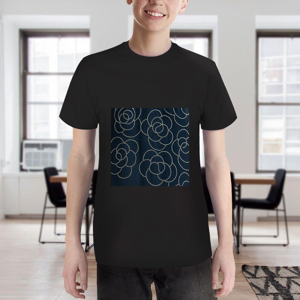 ddmywed Boy and girl Children's T-shirt T-shirt with pattern of white circles on a blue background