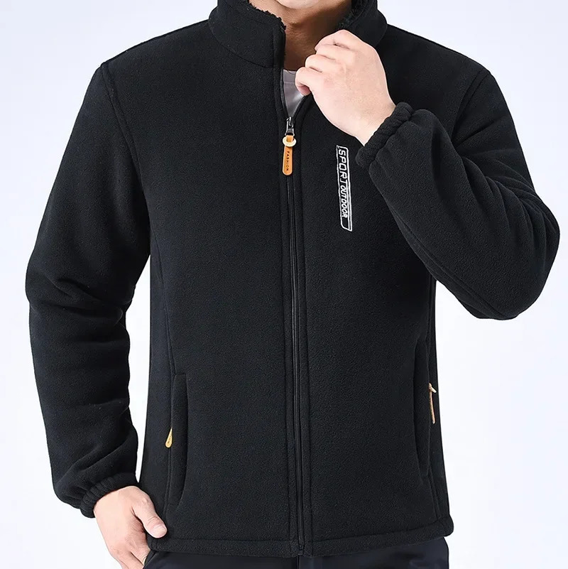 Winter Thicken Polar Fleece Jacket Warmth Windproof Full Zip Up Coat Multiple Zipper Pockets Outdoors Plus Size Jackets Outwear 250715