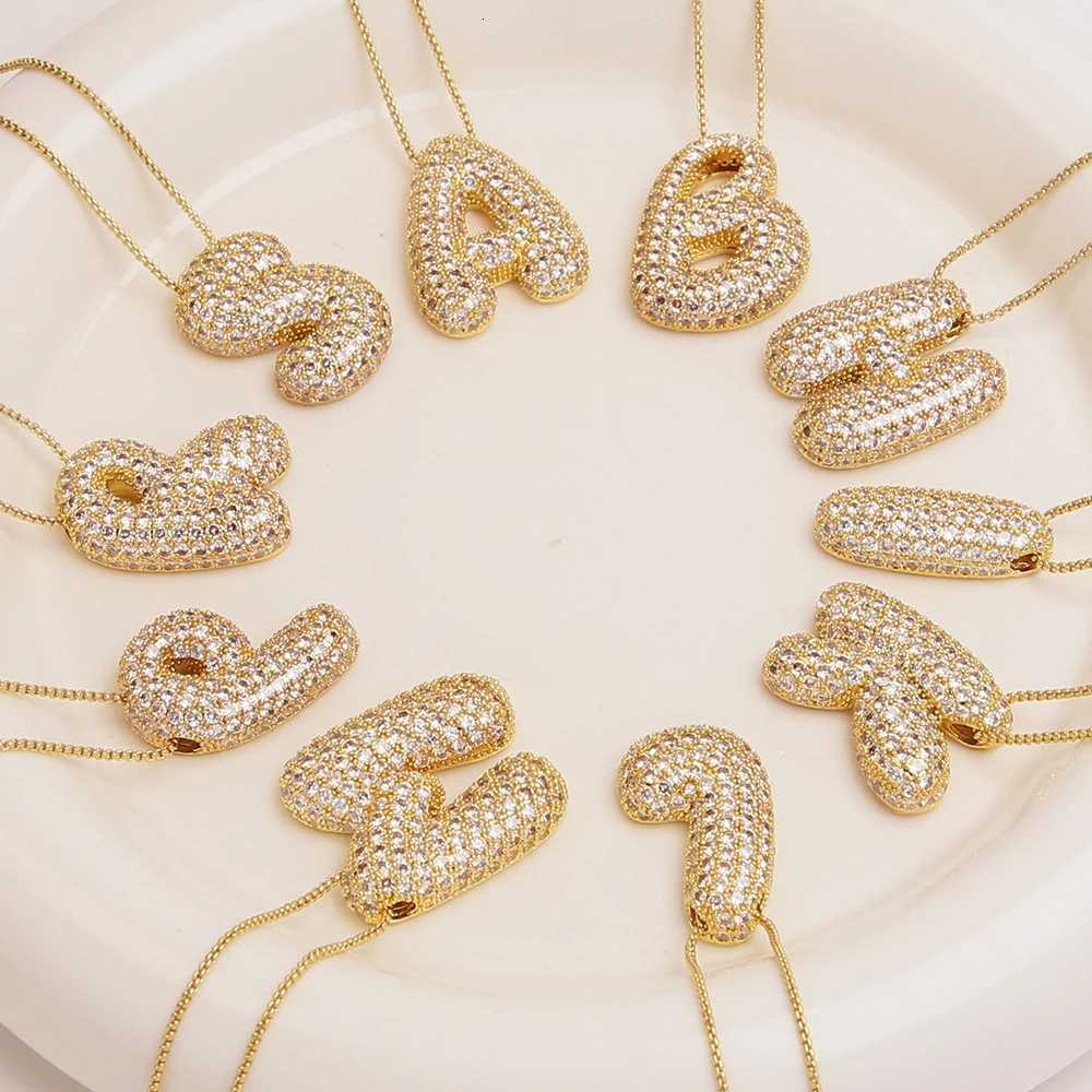 Initial Charm A-Z Letters Pendant Necklace Women Men Choker Stainless Steel Rope Chain Gold Color Alphabet Hip Hop Iced XJ250717