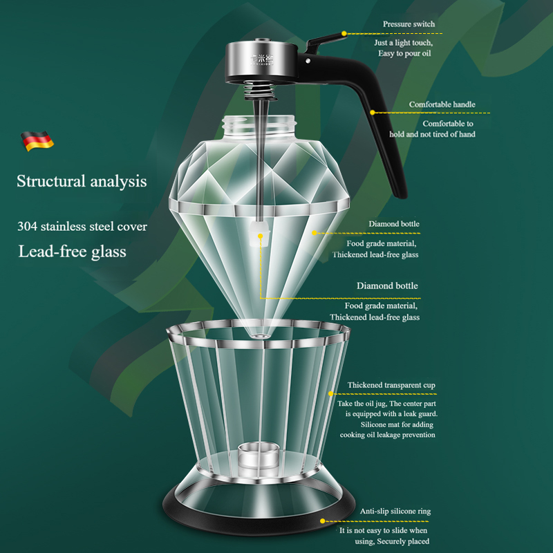 Diamond-shaped edible oil pot can, edible oil glass sealed can, food-grade extrusion press type storage tank