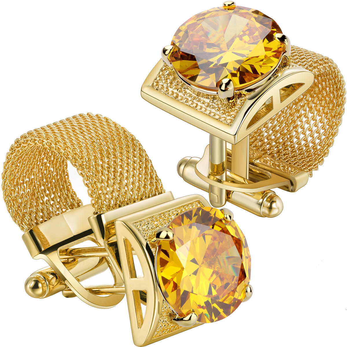 HAWSON Mens Crystal Cufflinks with Chain-luxury Shiny French Shirt Cufflinks wedding business gift accessories, Birthstone cuff