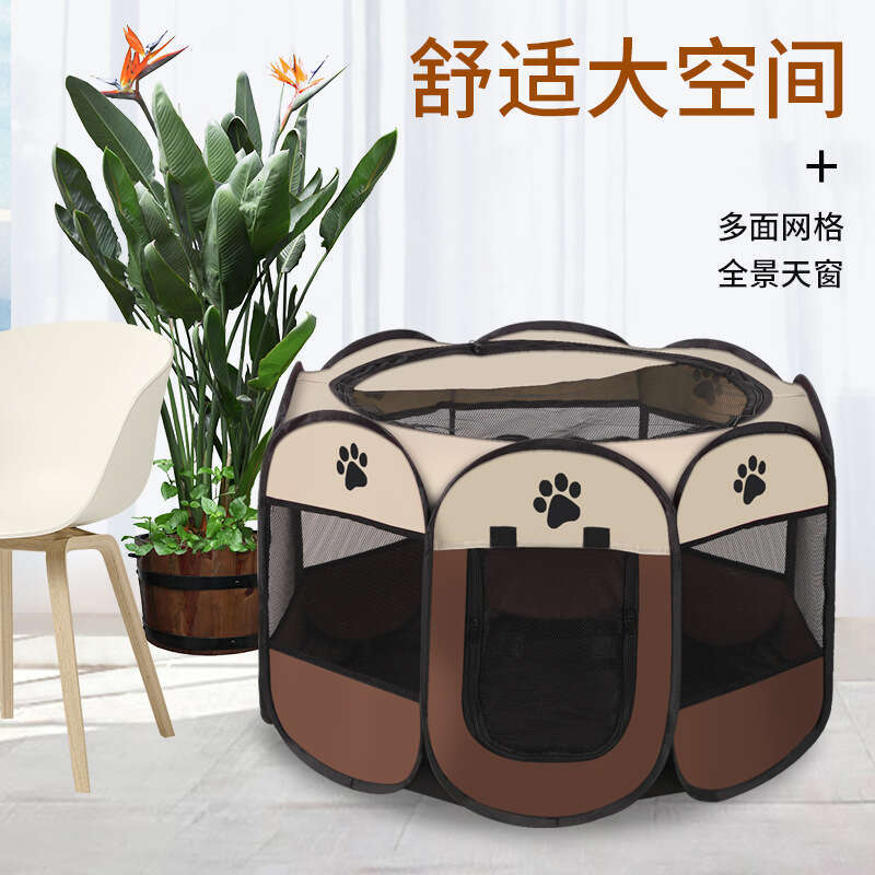 Dog Kennel Octagonal Playpen Pet Tent Oxford Cloth Scratch-Resistant Foldable Cage Maternity Bed Dog Cat House