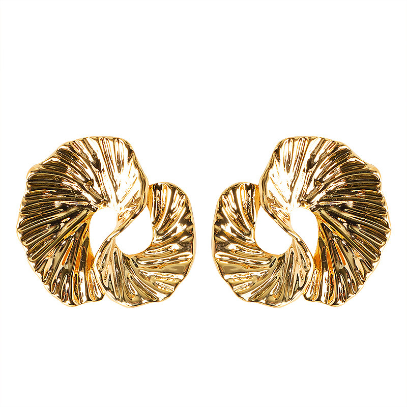Unique Personality Design Irregular Abstract Texture Metal Round Stud Earrings for Women High-end Sier Needle Ear Jewelry