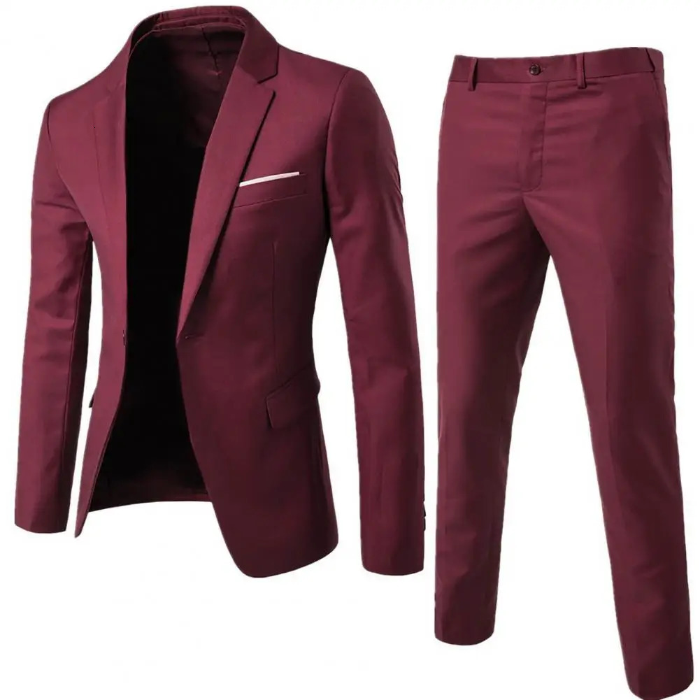 Men Pants Set Groom Wedding Blazers Slim Fit Turndown Collar One Button Pockets Suit Set Formal Suit Business Dress Suit 250715