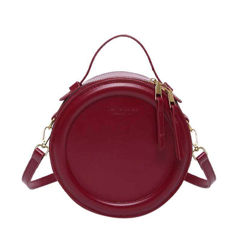 Solid color Crossbody For Round Small Handbag Women Fashion Designer Bags Leather Shoulder Bag Female Zipper Purses