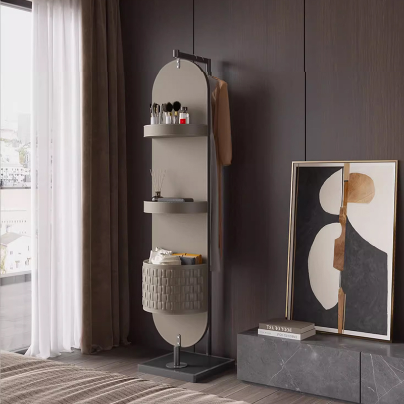 dressing mirror Elegant Double-Sided Floor Standing Mirror Cabinet with Storage