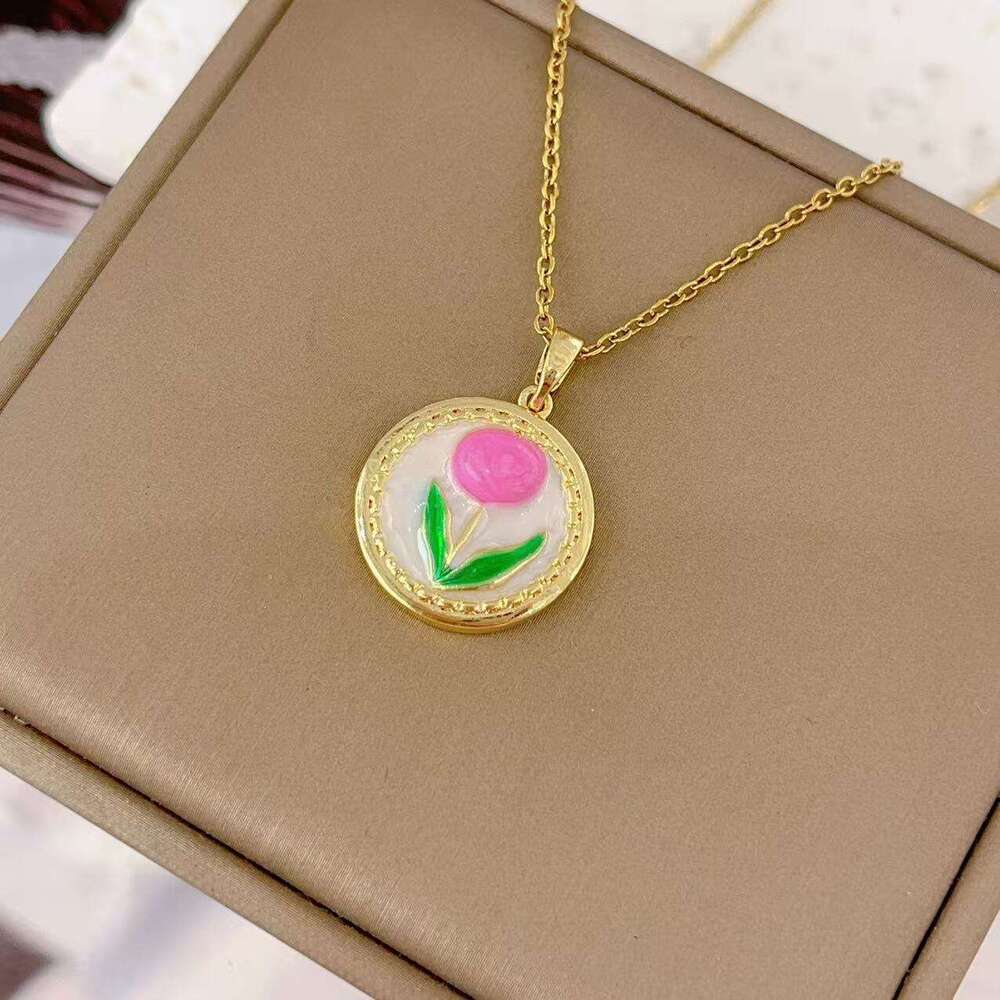 Monet Garden Oil Painting Style Simple Flower Design High-End Necklace For Women Niche Exquisite Versatile Collarbone Chain 617