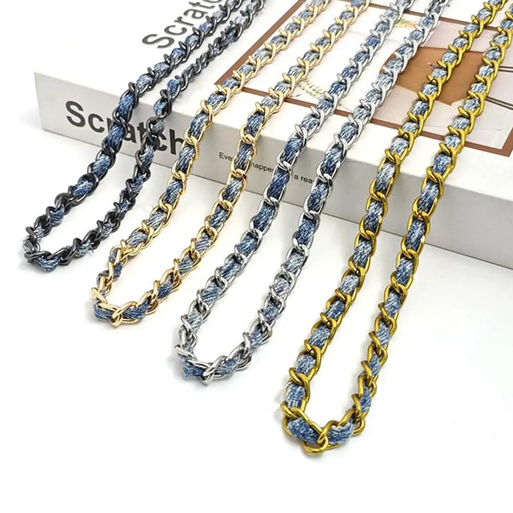 120cm Metal Aluminum Bag Chain Braided Denim Crossbody Bag Replacement Strap Hand-Woven Shoulder Handbag DIY Detachable Straps 250712