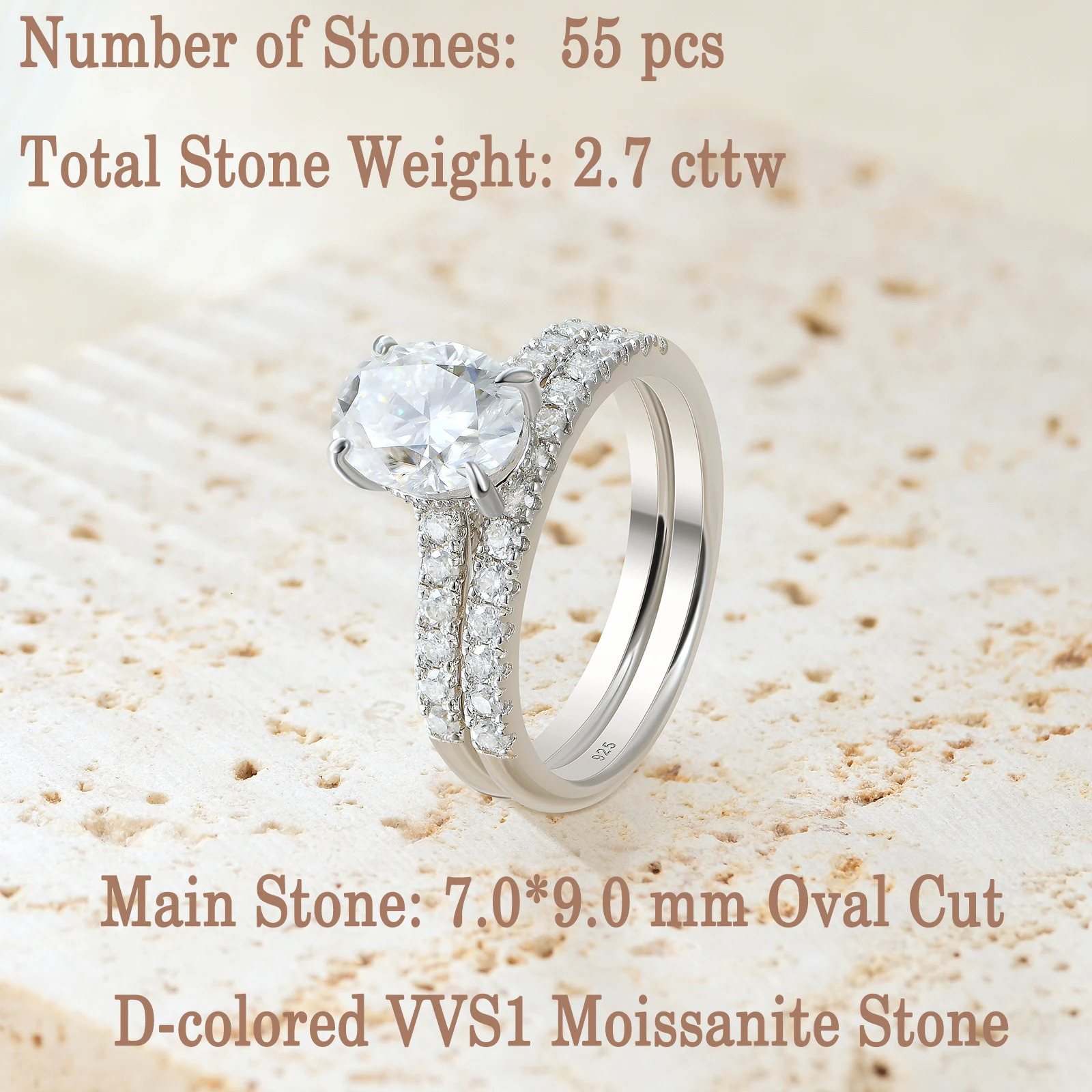 she Oval 2Ct Wedding Rings Set for Women D color VVS1 925 Sterling Sliver Engagement Ring 250704