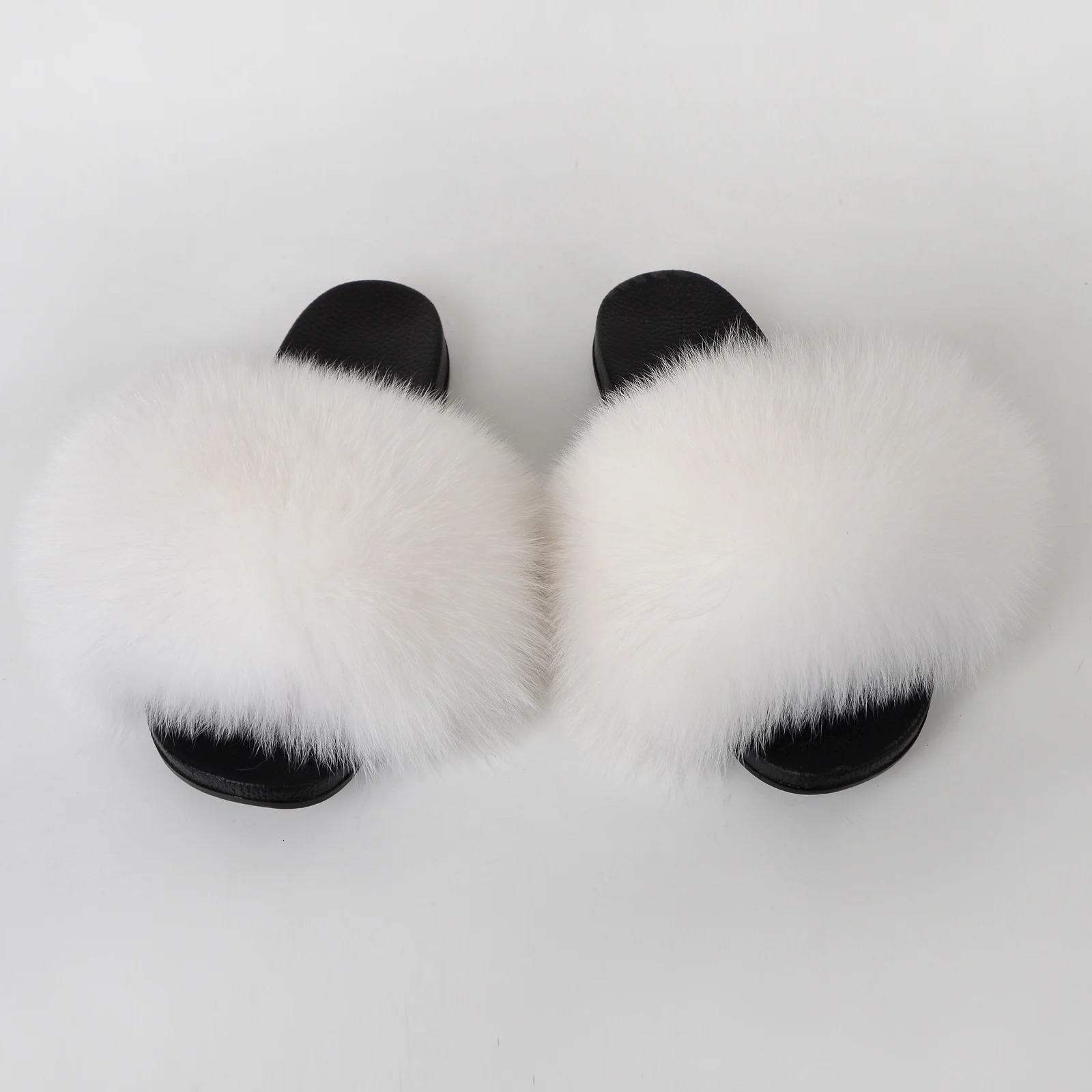 Fur Slippers Summer Women Real Fox Fur Slides Home Furry Flat Sandals Non-Slip Fluffy Flip Flops Ladies Woman Cute Plush Shoes 250716