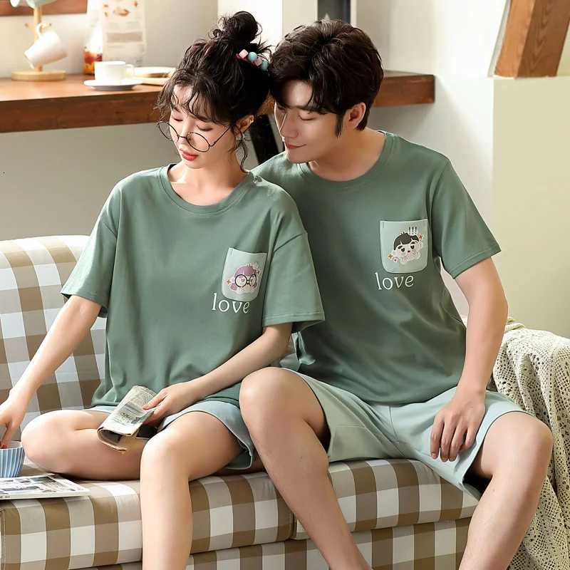 Summer Couple Pjs Korean Big Boys Pajamas Knitted Mens Pajamas Sets Matching Sleepwear Nightwear Loungewear pajamas for couples W250717