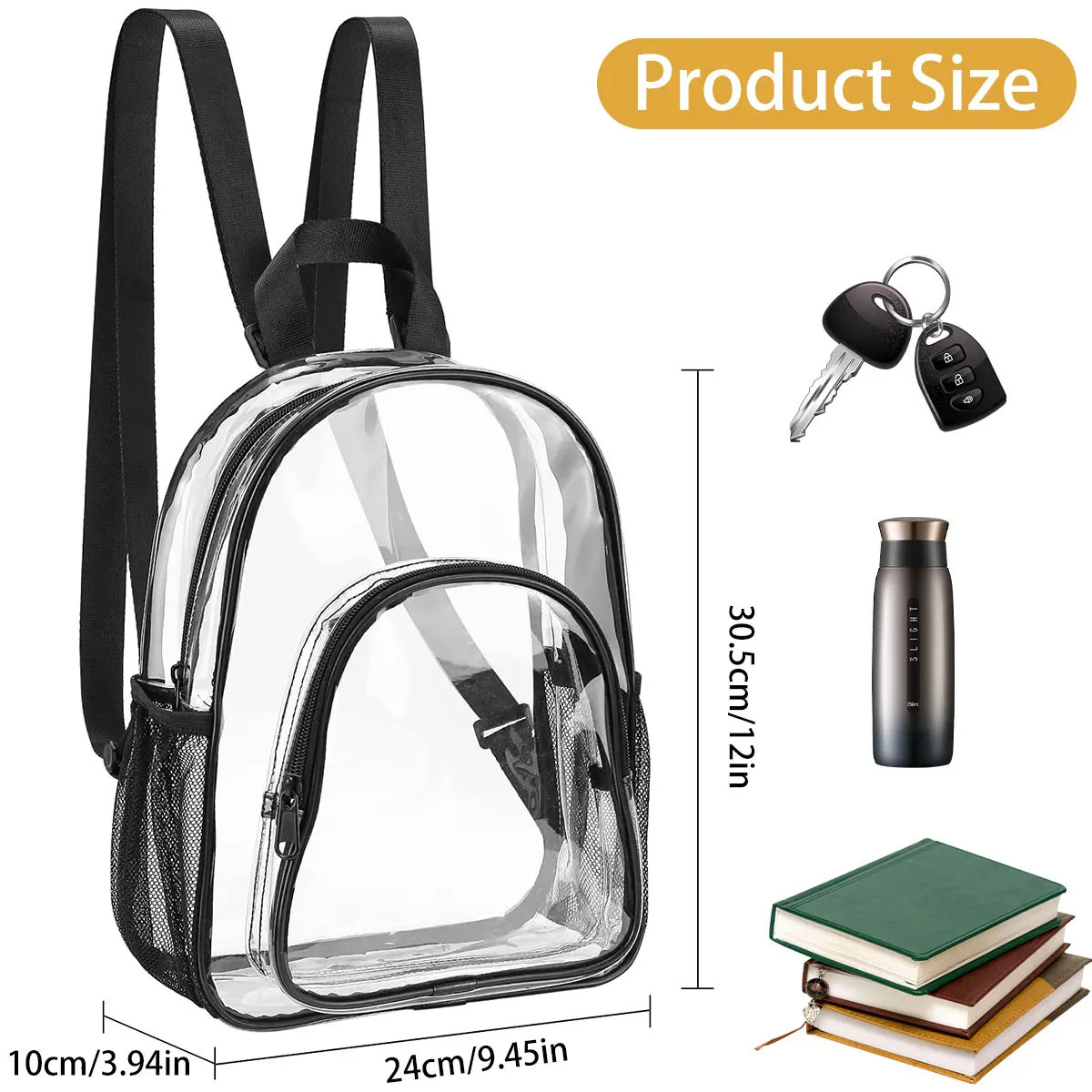 PVC Transparent Backpack Durable Clear Small Backpack Portable Lightweight Mini Cute Clear Bag for Work Outdoor Sports 250714