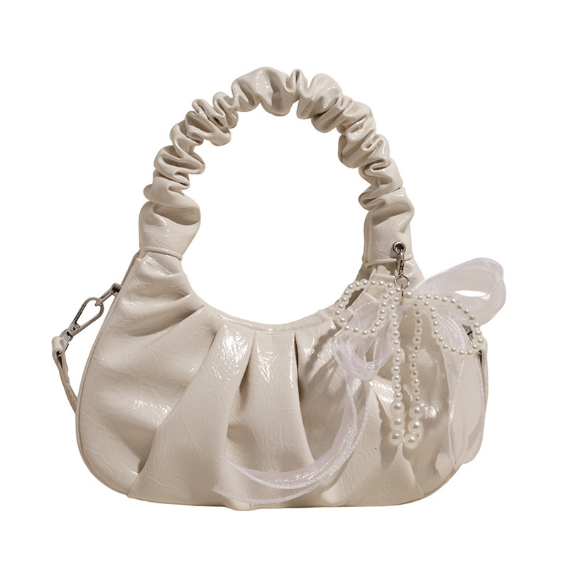 Summer new women's women's shoulder crossbody bag, women's bag, summer new candy colored pleated cloud bag, simple and elegant armpit b