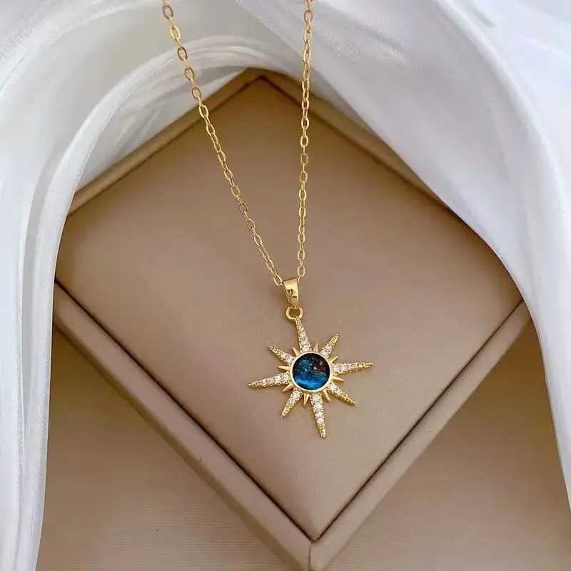 316L Stainless Steel Sun Pendant Necklace for Women Exquisite and Fashionable Planet Clavicle Chain Girls Party Jewelry Gifts XJ250717