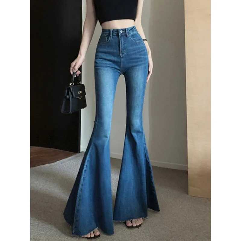 Fishtail Big Flared Jeans for Women in Autumn Hot Girl with High Waist Slim Temperament Wide-legged Pants Big-legged Pants R250716