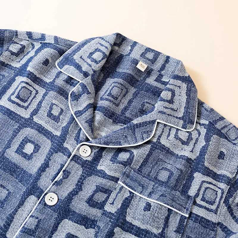 2025 New Summer Mens Pajama Set 100% Cotton Thin Jacquard Exquisite Short Sleeve Shorts Two Piece Set Loose Large Home Clothes W250717