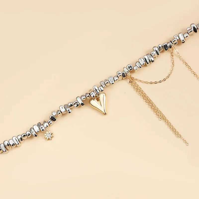 Women Trendy Love Tassel Pendant for Women Irregular Beaded Collarbone Chain Metal Design Fashion Necklace Jewelry Gift XJ250717
