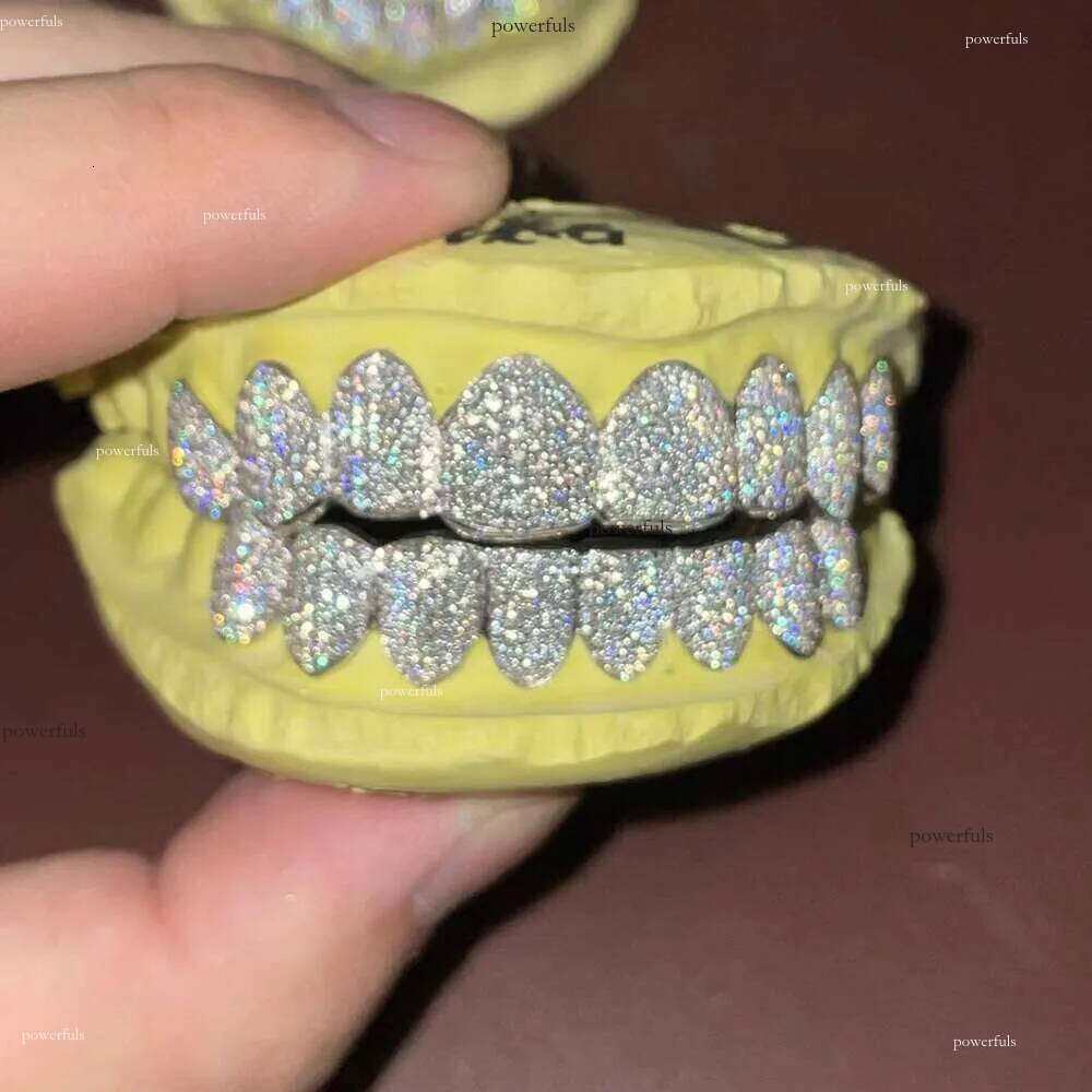 Custom Made Hip Hop Iced Out Sterling sier Jewelry Permanent Cut VVS Moissanite Dias Teeth Mouth Grillz