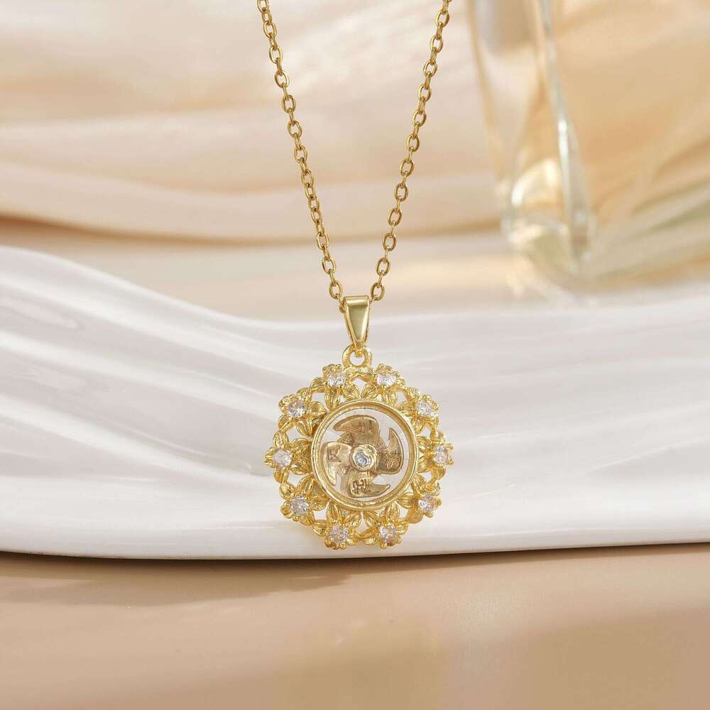 Trendy Rotating Titanium Steel Jewelry Fashion Versatile Niche Necklace Accessories For Women 50B