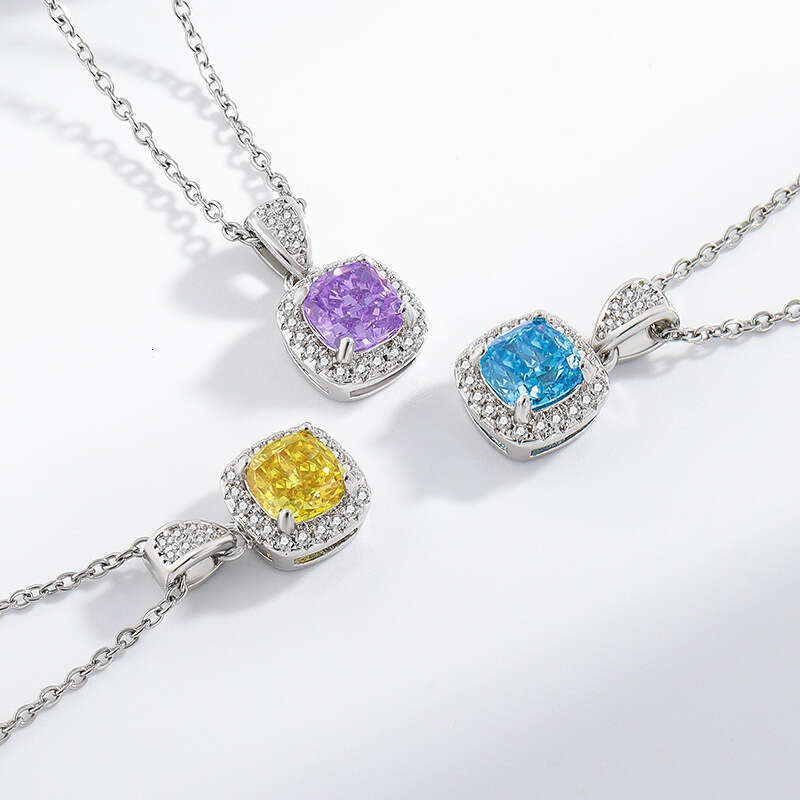 Simple and Elegant Square Zircon Korean Versatile Fashion Ring Earrings Necklace Bracelet Set 531