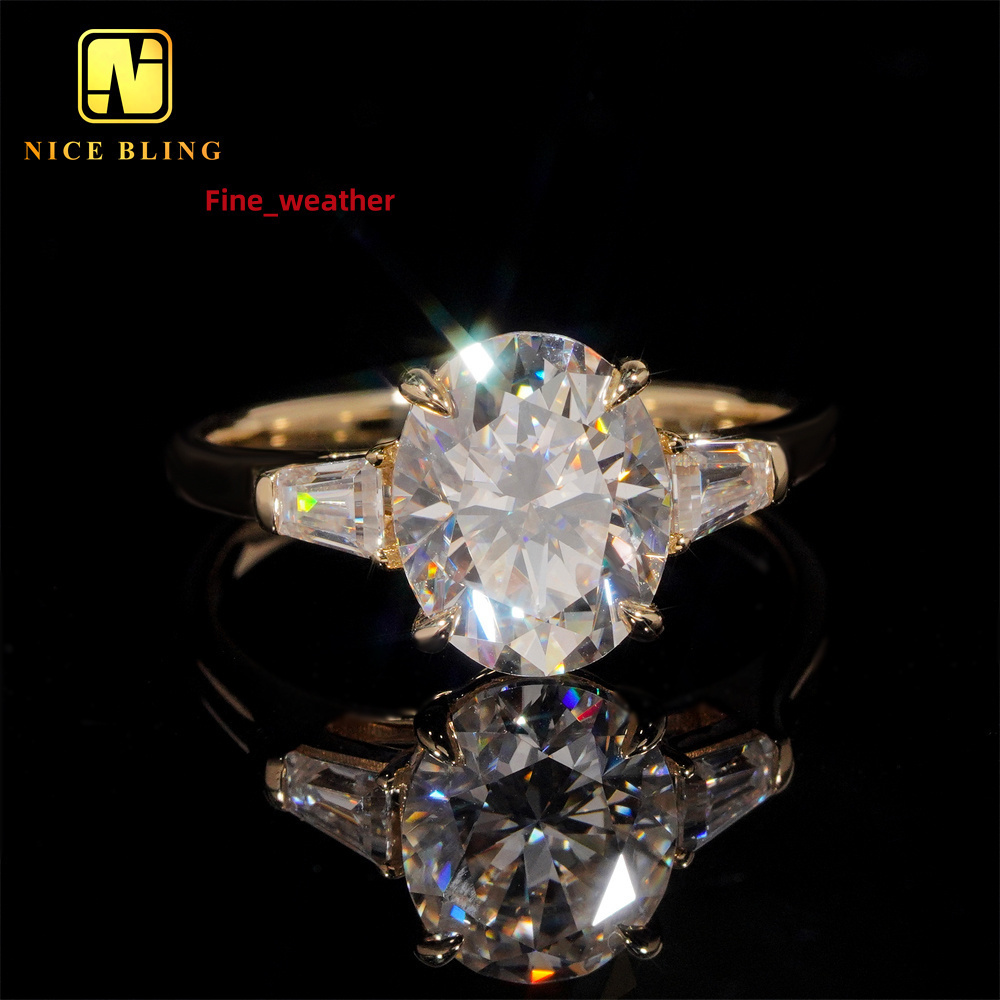 Fine Jewelry 14K Real Gold Diamond Wedding Rings Women Oval Cut Claw Setting VVS Moissanite Engagement Ring for Women