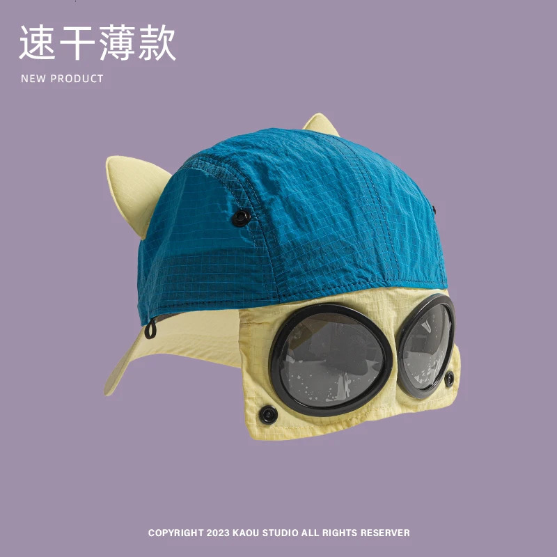 Personalized Cat Ear Sunglasses Pilot Hats for Men and Women Summer Casual Sunscreen Color Matching Quick-drying Baseball Cap 250712