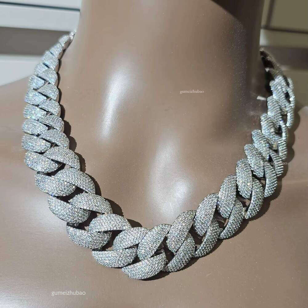 Top jewelry necklaceDesigner necklaceHip-Hop Iced Out White VVS Sterling Sier26 Cubic Zirconia Four row drillCuban Chain Necklace for Men