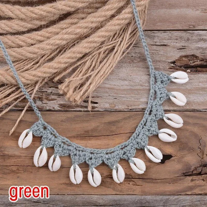 Bohemian Shells Necklaces for Women Handmade Woven Rope Chain Choker Necklace Summer Beach Beaded Necklaces Jewelry 250716